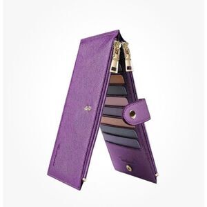 Travelambo Wallet RFID Bifold Multi Card Purple Zippered Pockets
